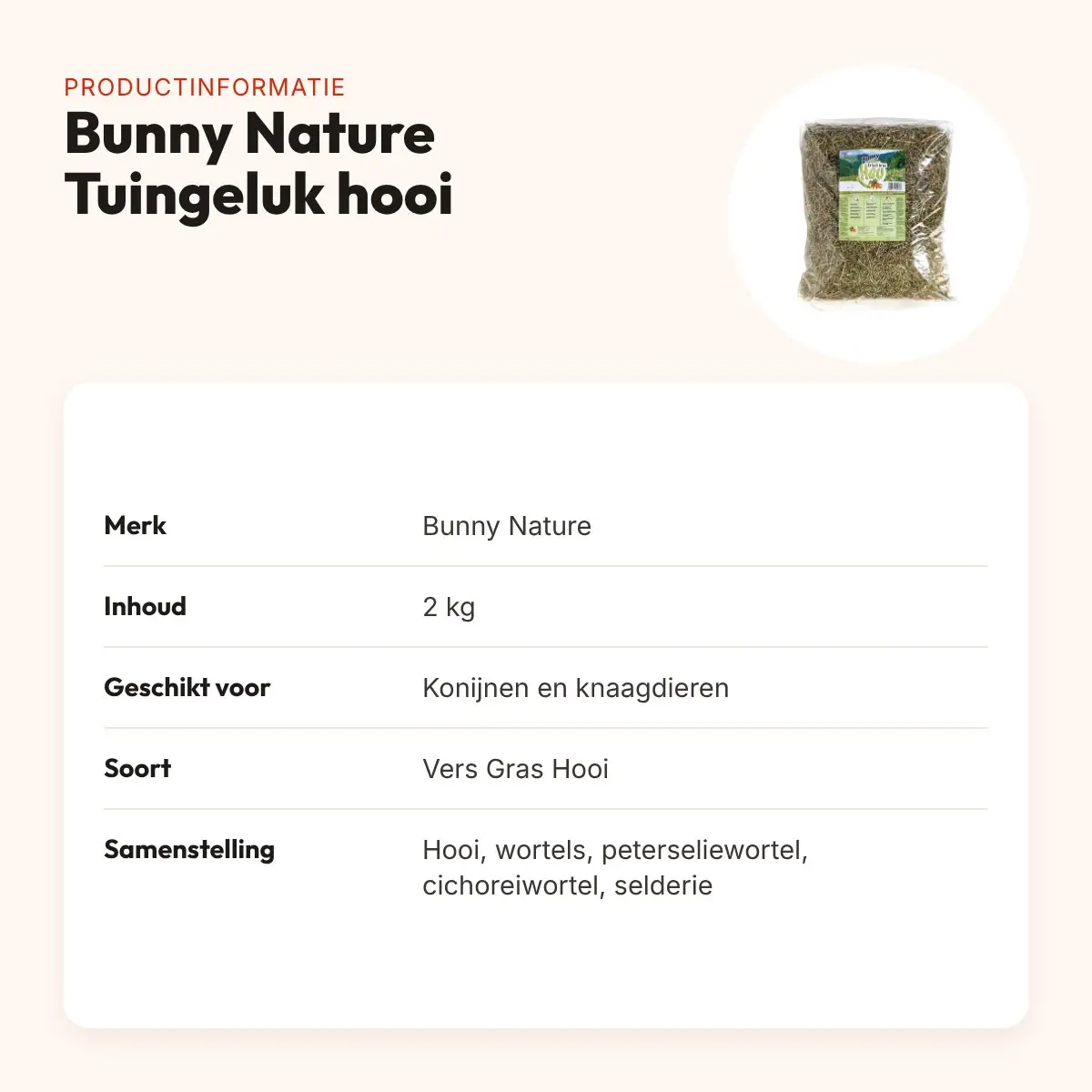 Bunny Nature Vers Gras Hooi Tuingeluk 2 kg – knapperig – productinformatie