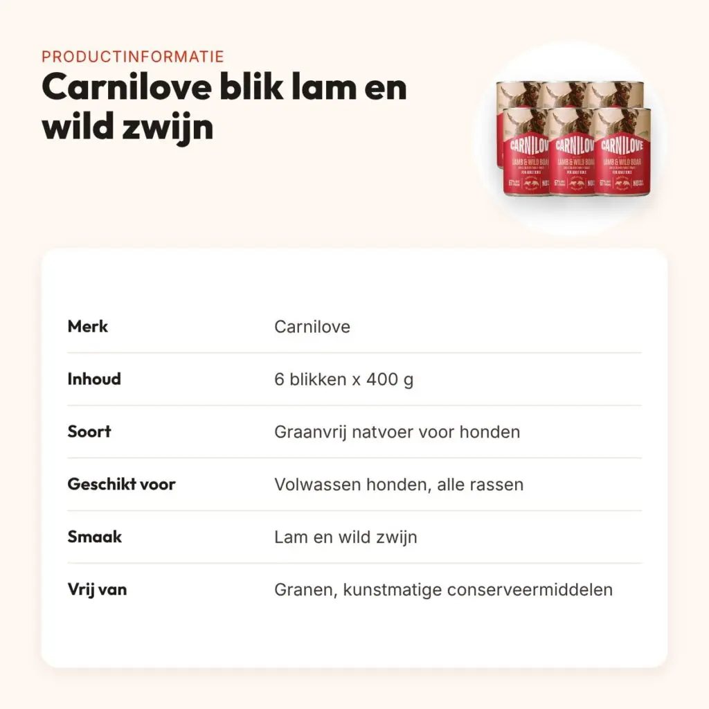 Carnilove hondenvoer blik lam en wild zwijn 6 x 400 g – graanvrij – productinformatie