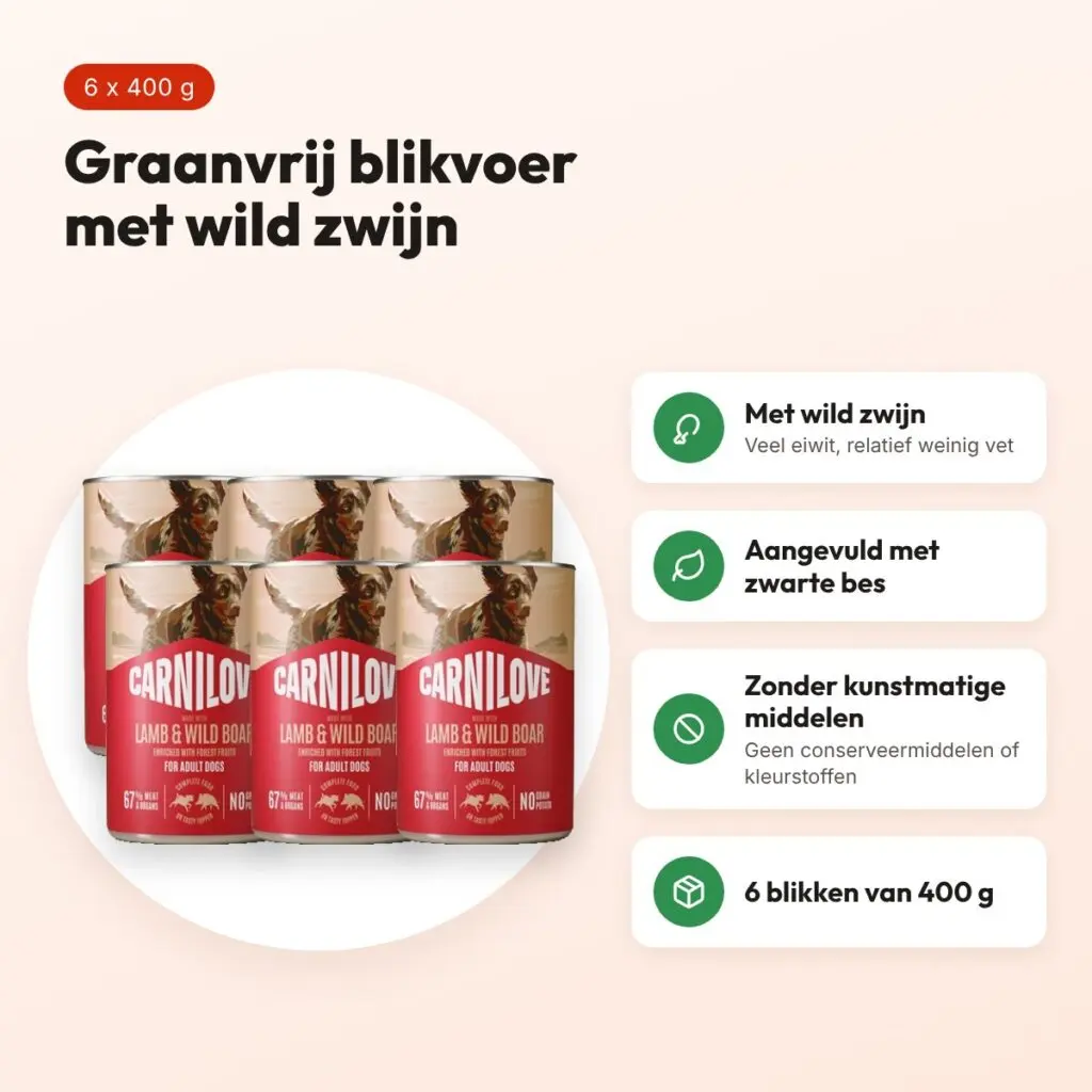 Carnilove hondenvoer blik lam en wild zwijn 6 x 400 g – graanvrij – voordelen