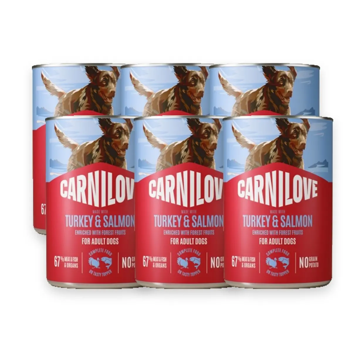 Carnilove hondenvoer blik zalm en kalkoen 6 x 400 g – graanvrij – verpakking