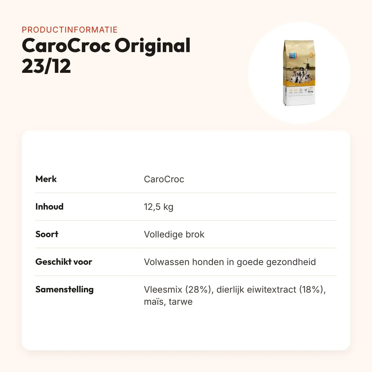CaroCroc hondenvoer Original 23/12 12,5 kg – volwassen honden – productinformatie