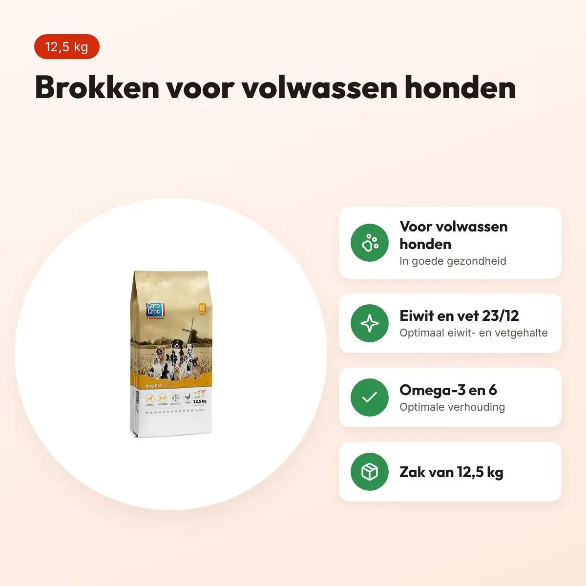 CaroCroc hondenvoer Original 23/12 12,5 kg – volwassen honden – voordelen