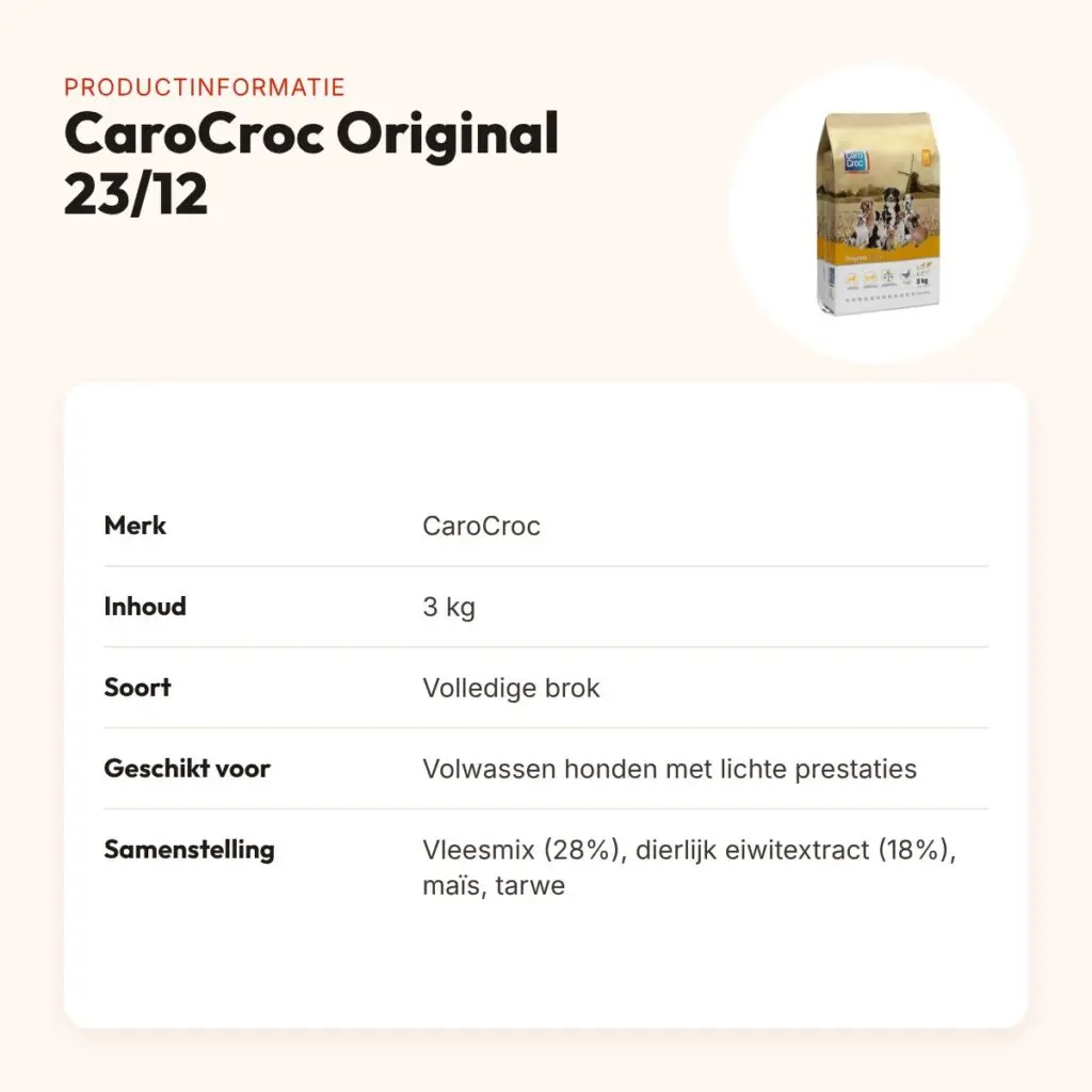CaroCroc hondenvoer Original 23/12 3 kg – krokant, licht verteerbaar – productinformatie