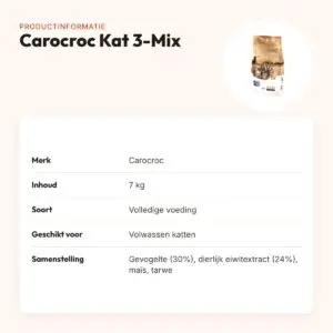 Carocroc kattenvoer 3-Mix 7 kg – kip en rund – productinformatie