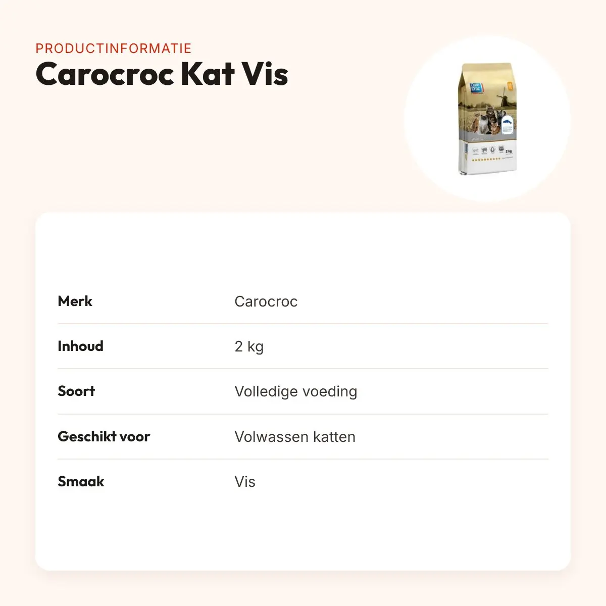 Carocroc kattenvoer Vis 2 kg – licht verteerbaar – productinformatie
