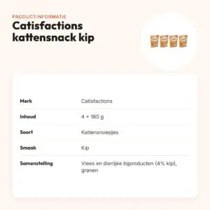 Catisfactions kattensnack kip 180 g – multipack 4 stuks – productinformatie