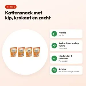 Catisfactions kattensnack kip 180 g – multipack 4 stuks – voordelen