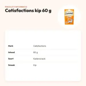 Catisfactions kattensnack kip 60 g – krokant met zachte vulling – productinformatie