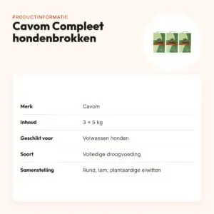 Cavom hondenvoer Compleet 5 kg – multipack 3 stuks – productinformatie