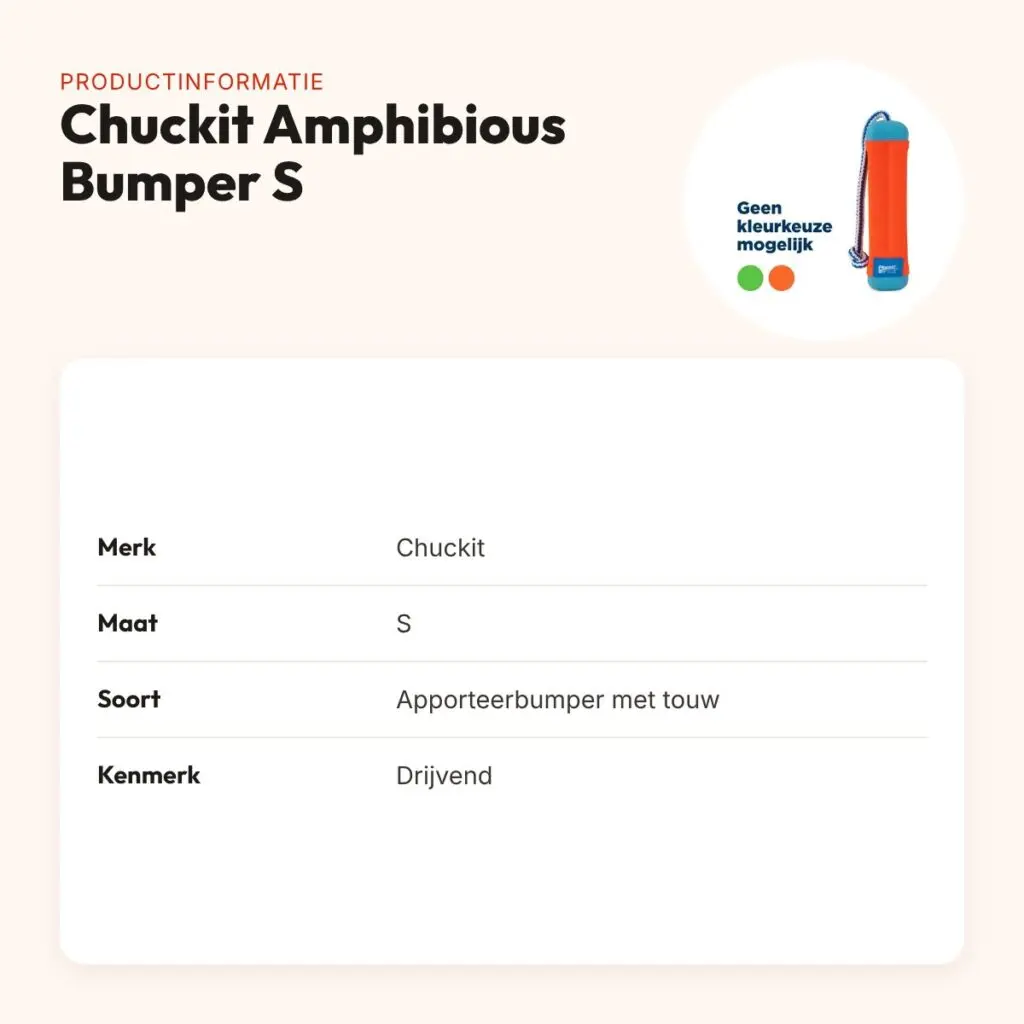 Chuckit Amphibious Bumper S – drijvend apporteerspeelgoed met touw – productinformatie