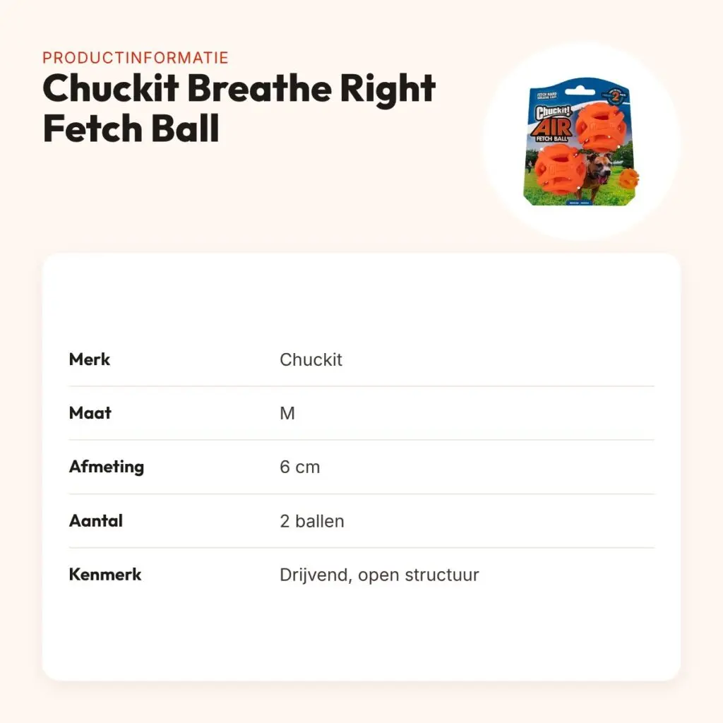 Chuckit Breathe Right Fetch Ball hondenbal M 6 cm – set van 2 – productinformatie