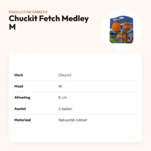 Chuckit Fetch Medley Gen 3 hondenballen M 6 cm – set van 3 – productinformatie