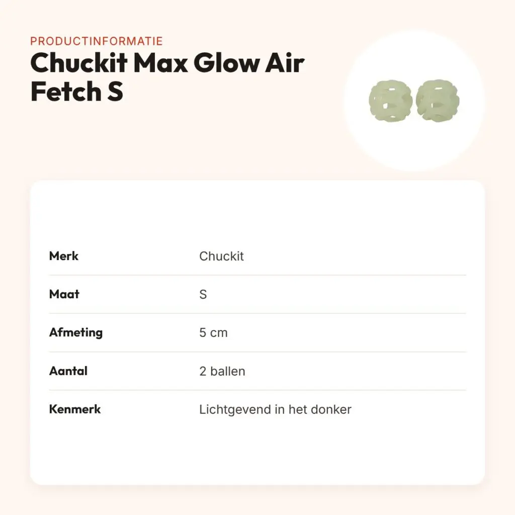 Chuckit Max Glow Air Fetch Ball hondenbal S 5 cm – set van 2 – productinformatie