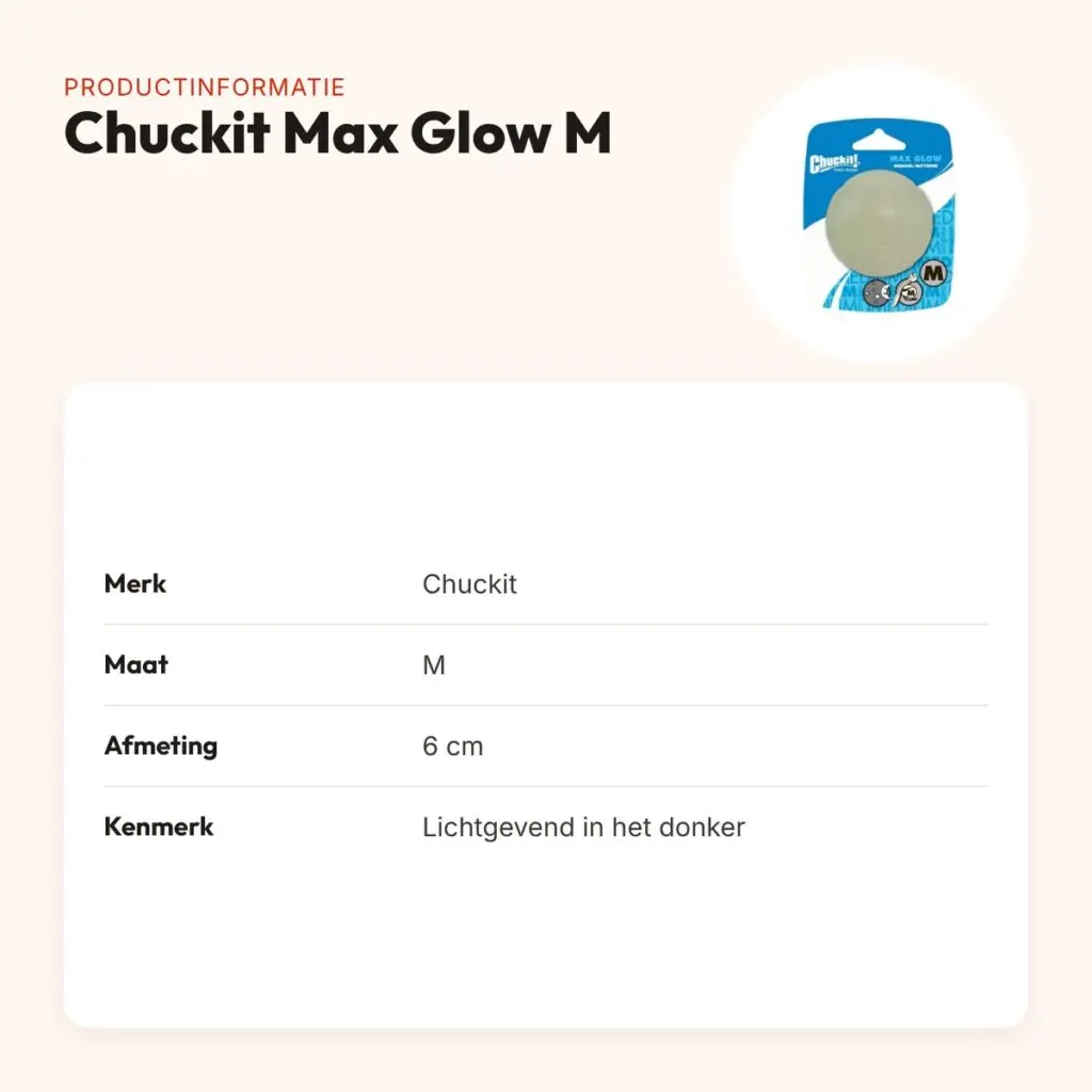 Chuckit Max Glow hondenbal M 6 cm – glow in the dark – productinformatie