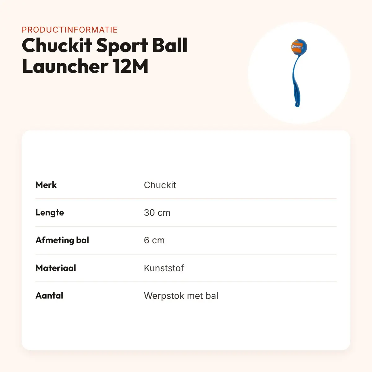 Chuckit Sport Ball Launcher werpstok 12M 30 cm – inclusief bal – productinformatie