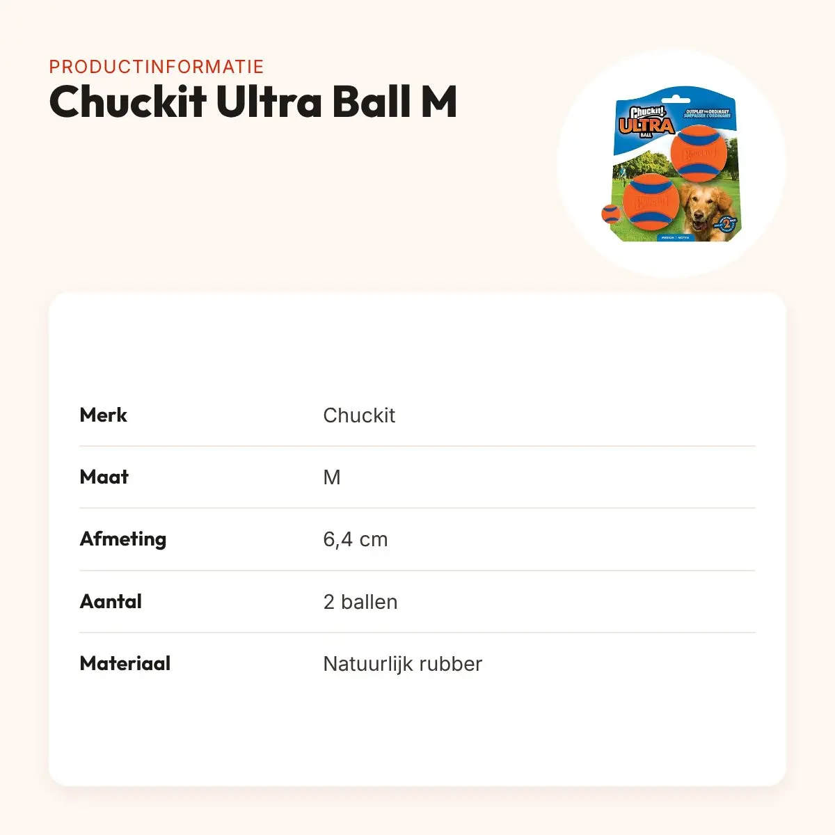 Chuckit Ultra Ball hondenbal M 6,4 cm – set van 2, drijvend – productinformatie