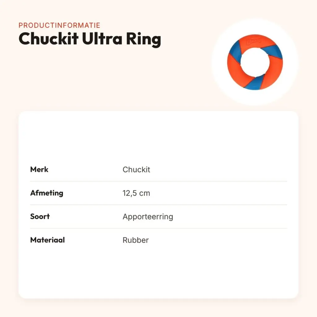 Chuckit Ultra Ring 12,5 cm – rubberen apporteerring voor honden – productinformatie