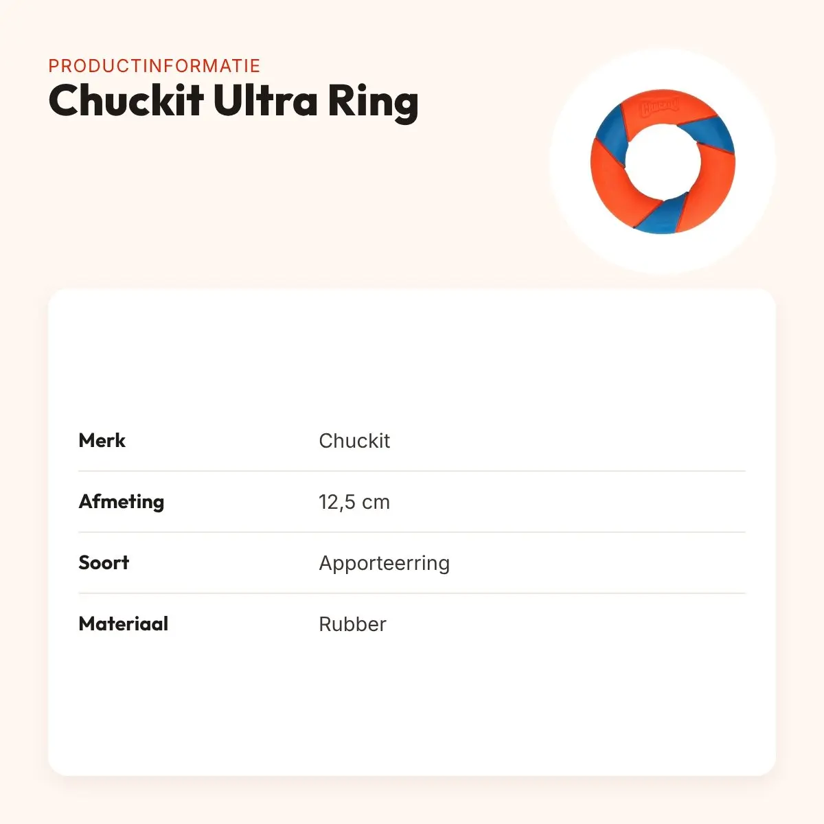Chuckit Ultra Ring 12,5 cm – rubberen apporteerring voor honden – productinformatie