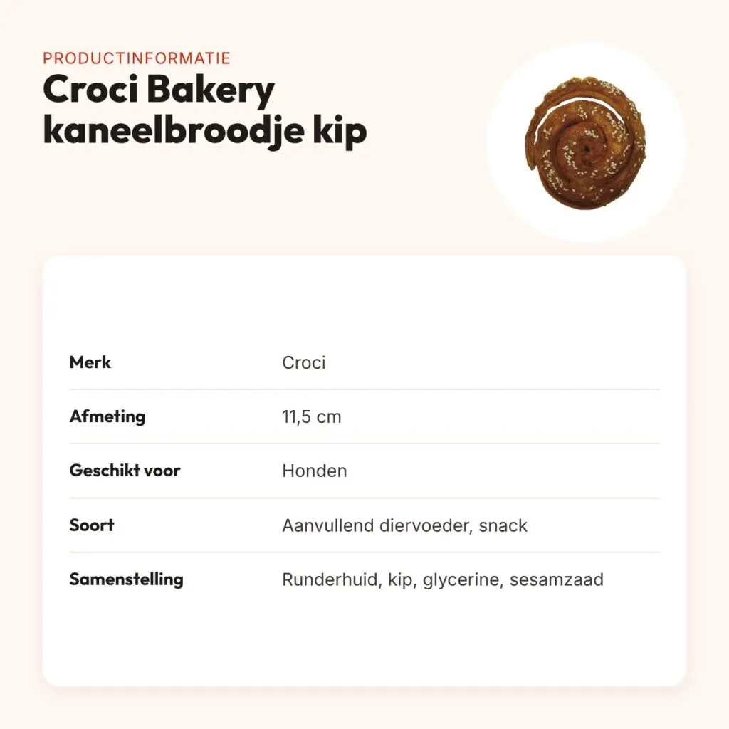 Croci Bakery kaneelbroodje kip 11,5 cm – hondensnack van runderhuid – productinformatie