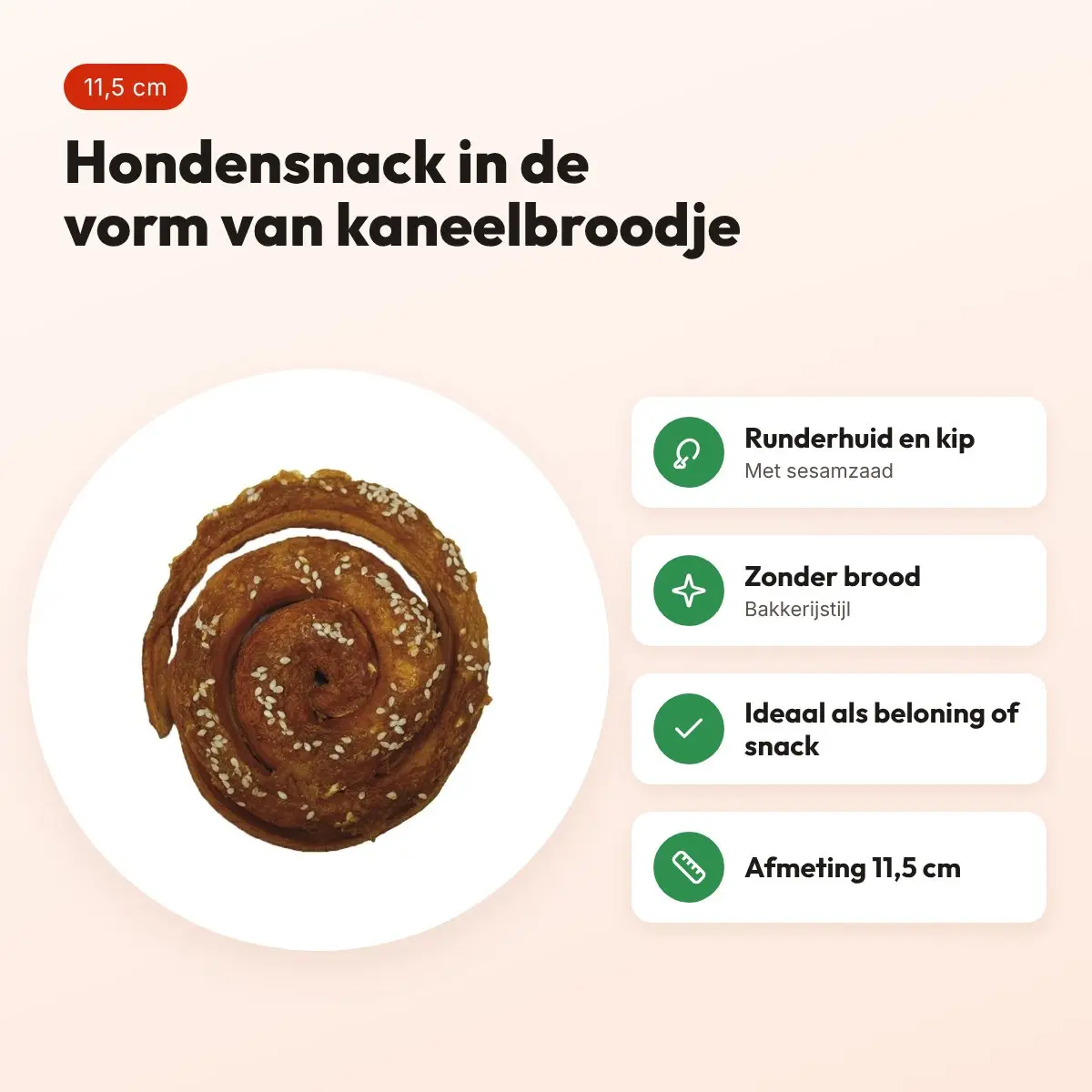 Croci Bakery kaneelbroodje kip 11,5 cm – hondensnack van runderhuid – voordelen
