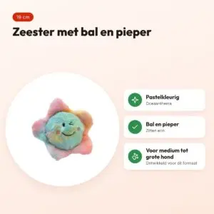 Croci Chromaball hondenspeelgoed zeester 19 cm – oceaanthema, met pieper – voordelen