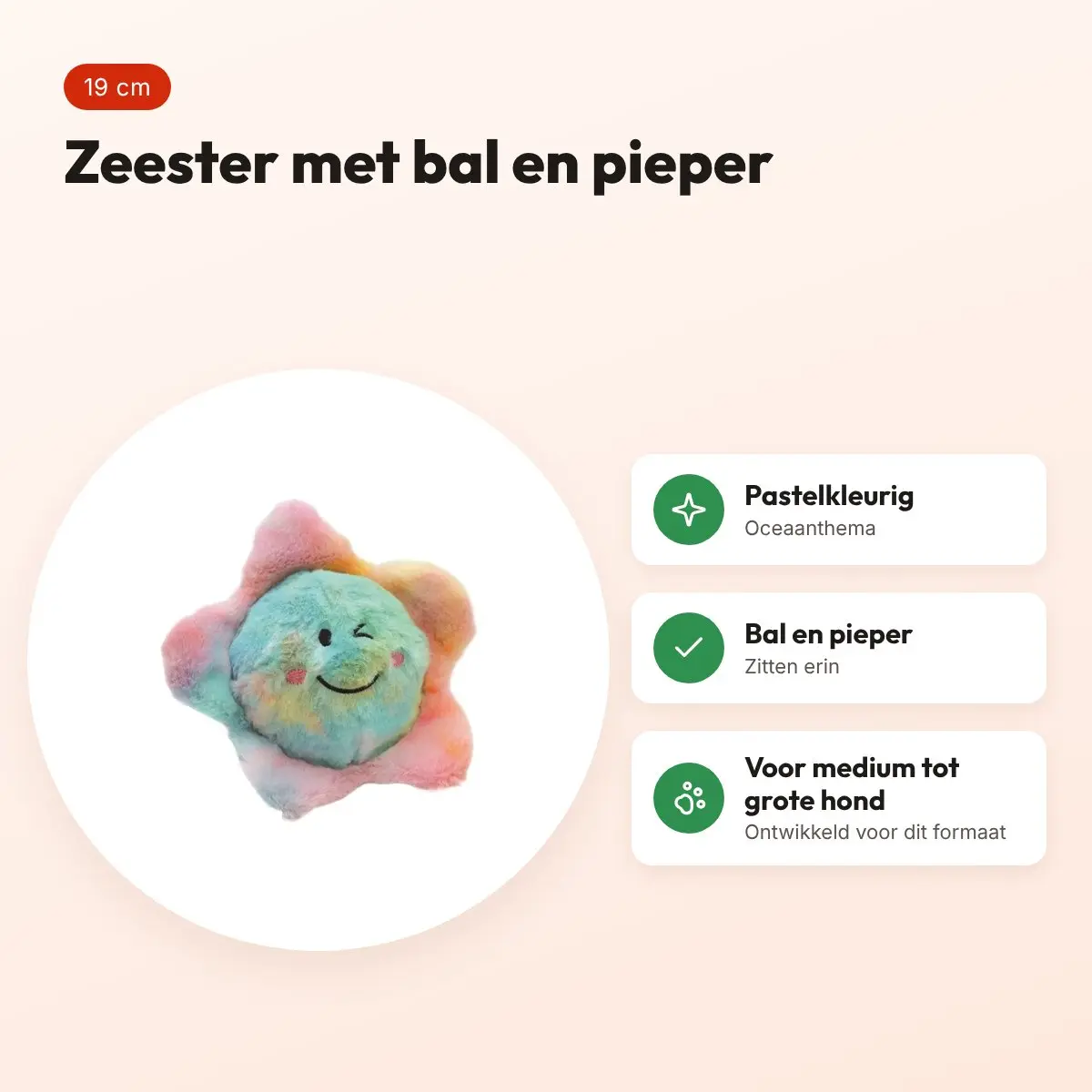 Croci Chromaball hondenspeelgoed zeester 19 cm – oceaanthema, met pieper – voordelen