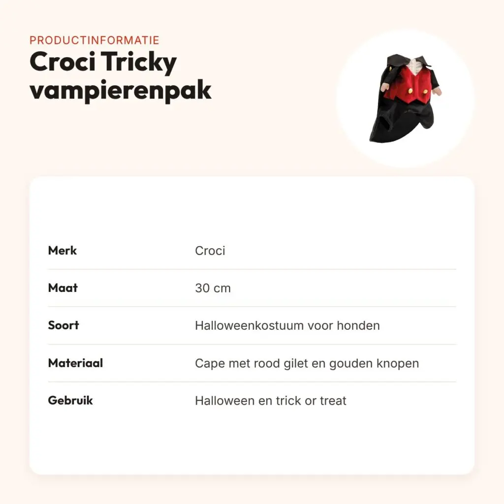 Croci Halloween vampierenpak Tricky voor honden 30 cm – met cape – productinformatie
