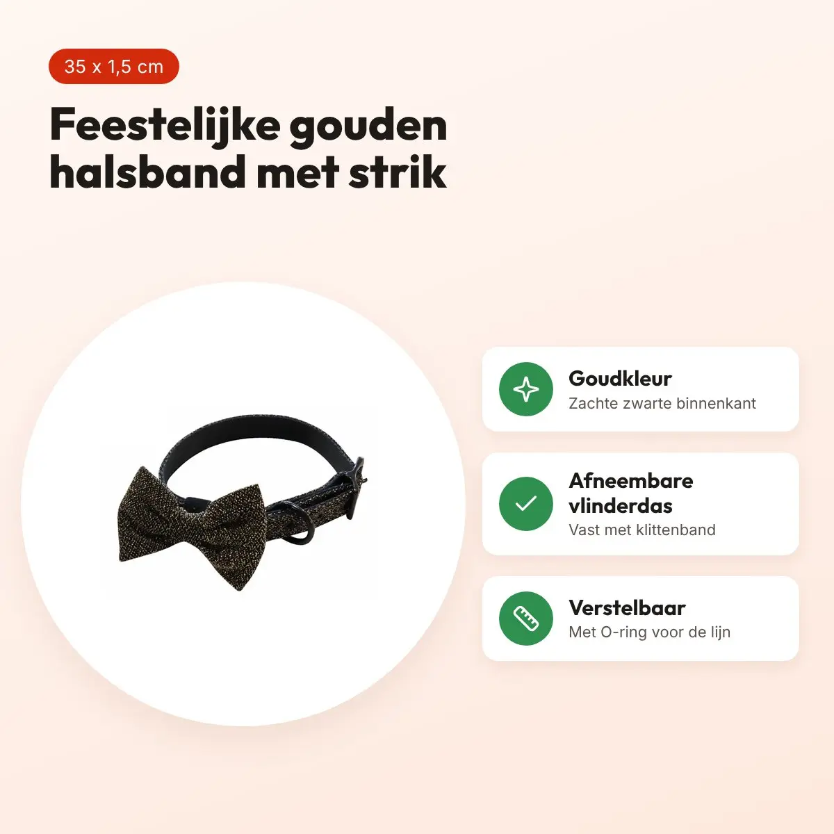 Croci halsband Goldie goud met vlinderdas 35 x 1,5 cm – voordelen