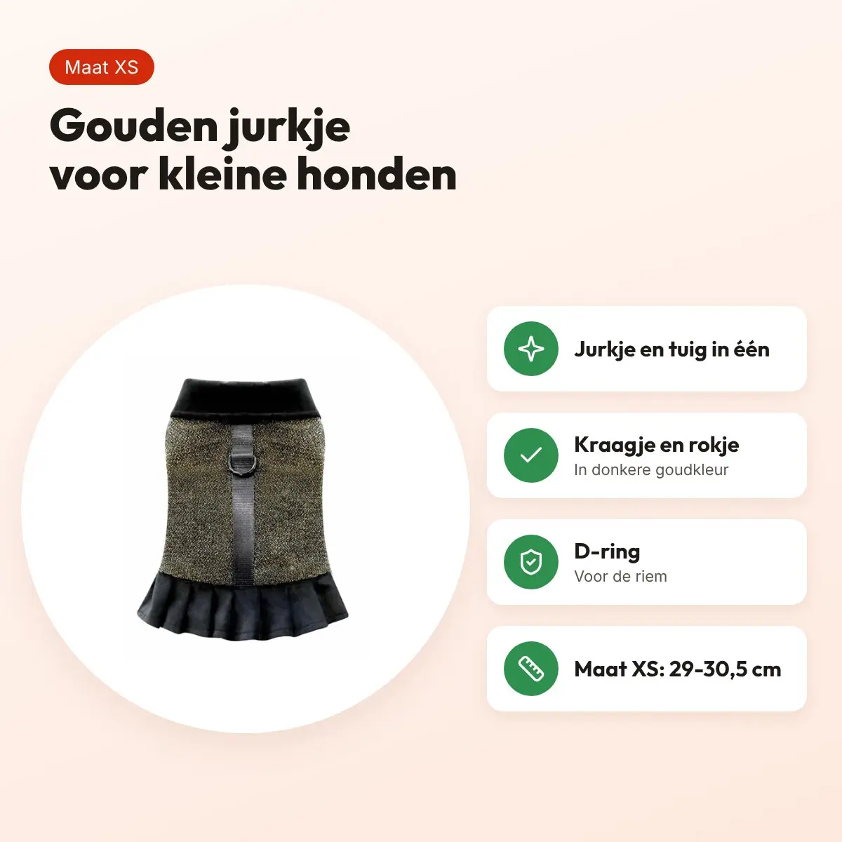 Croci hondentuig Goldie XS 29-30,5 cm – jurkje met kraagje – voordelen