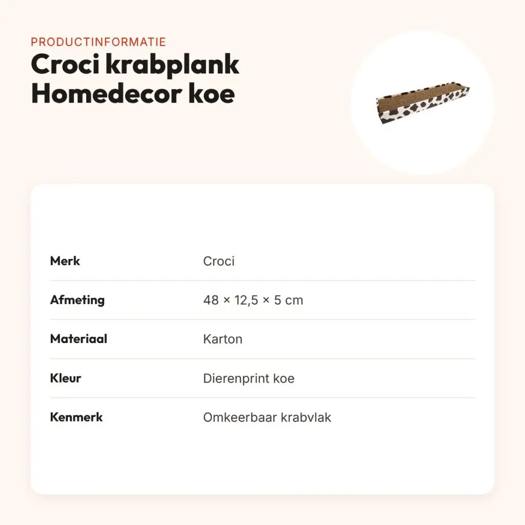 Croci krabplank Homedecor dierenprint koe 48 x 12,5 x 5 cm – productinformatie