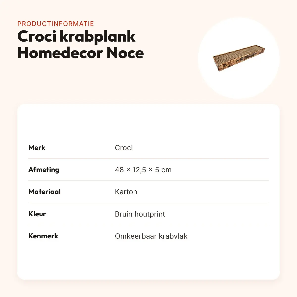 Croci krabplank Homedecor Noce houtprint bruin 48 x 12,5 x 5 cm – productinformatie