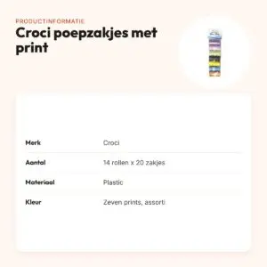 Croci poepzakjes met print assorti 14 x 20 stuks – productinformatie