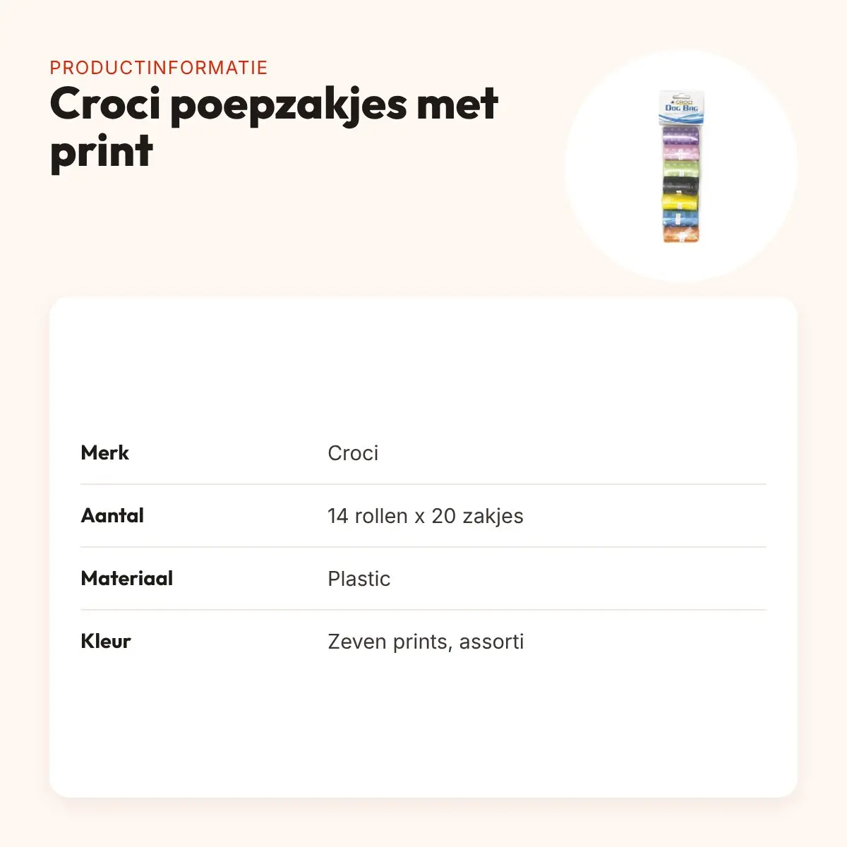 Croci poepzakjes met print assorti 14 x 20 stuks – productinformatie