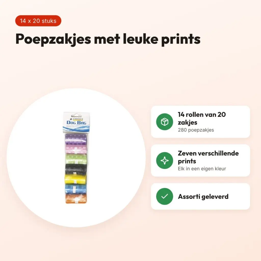 Croci poepzakjes met print assorti 14 x 20 stuks – voordelen