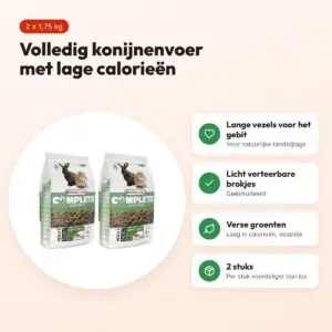 Cuni Complete konijnenvoer adult 1,75 kg – lage calorie – multipack 2 stuks – voordelen
