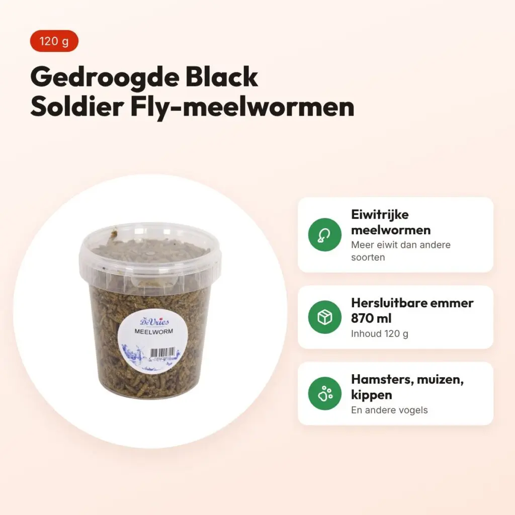 De Vries Black Soldier Fly meelwormen 120 g (870 ml) – gedroogd – voordelen