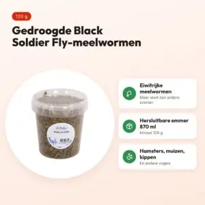 De Vries Black Soldier Fly meelwormen 120 g (870 ml) – gedroogd – voordelen