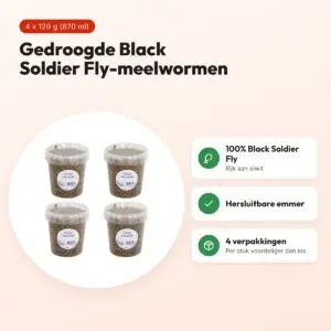 De Vries Black Soldier Fly meelwormen 120 g (870 ml) – multipack 4 stuks – voordelen