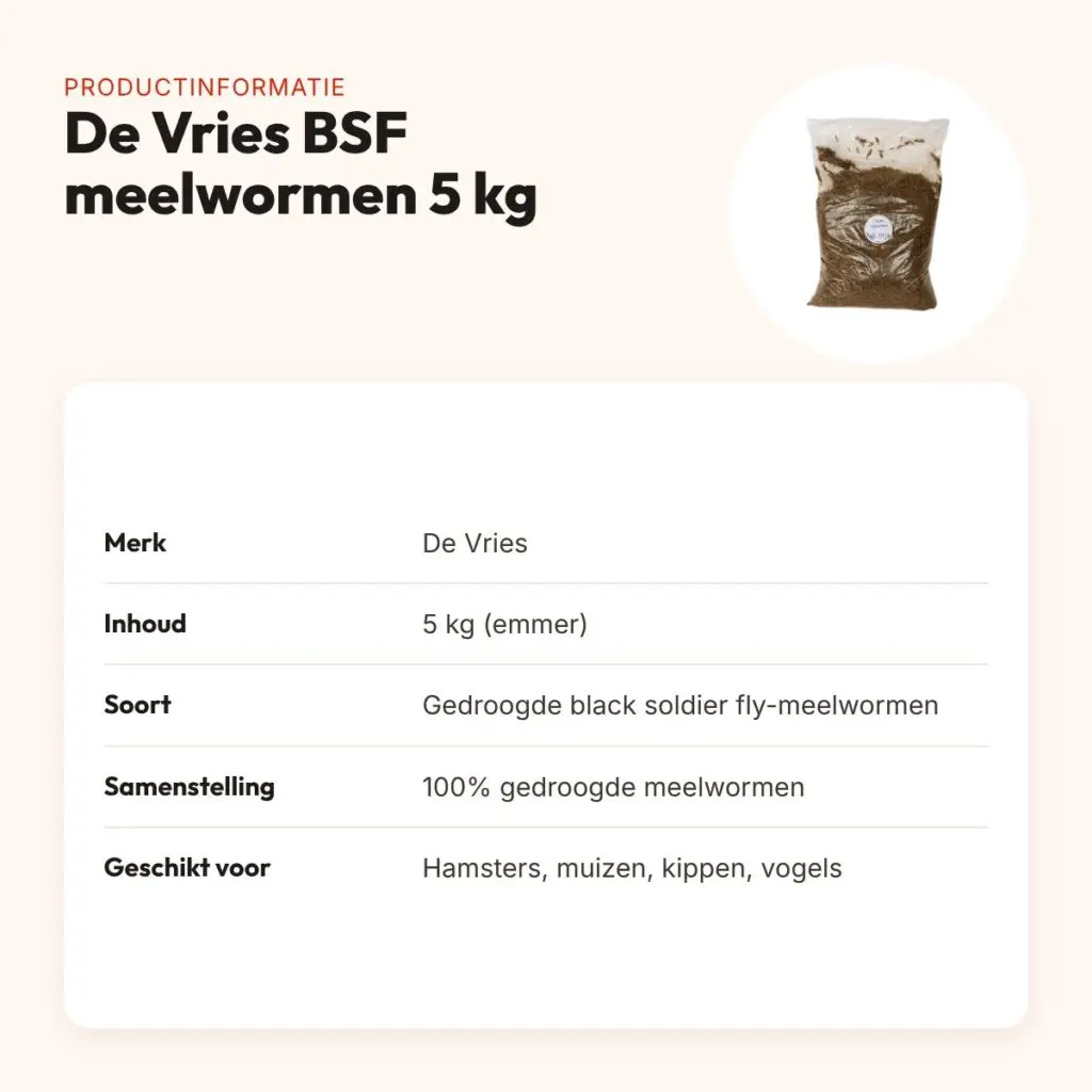 De Vries Black Soldier Fly meelwormen 5 kg – gedroogd, eiwitrijk – productinformatie