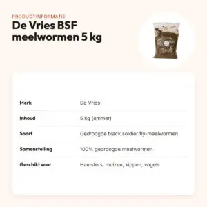 De Vries Black Soldier Fly meelwormen 5 kg – gedroogd, eiwitrijk – productinformatie