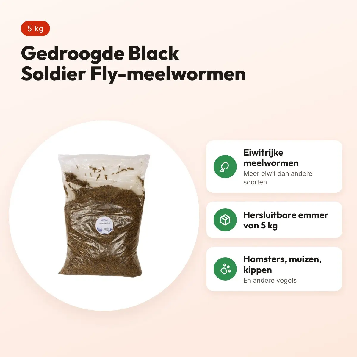 De Vries Black Soldier Fly meelwormen 5 kg – gedroogd, eiwitrijk – voordelen