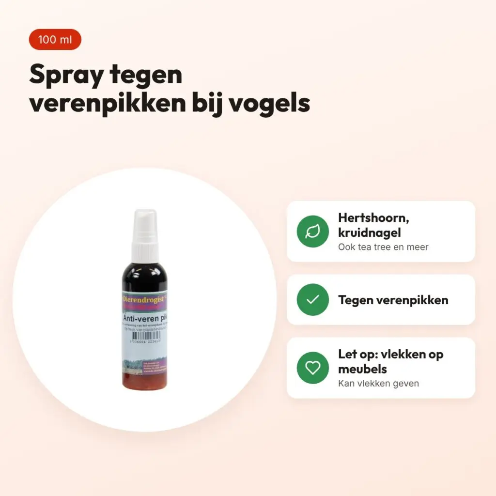 Dierendrogist Anti-Veren Pik spray 100 ml – tegen verenpikken bij vogels – voordelen
