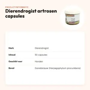 Dierendrogist artrosen capsules 50 stuks – duivelsklauw, voor honden – productinformatie