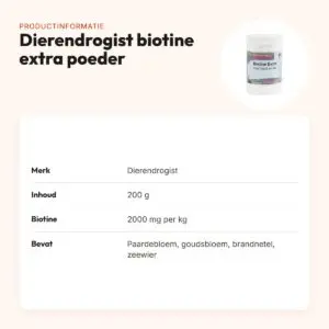 Dierendrogist biotine extra poeder 200 g – met kruiden voor hond – productinformatie