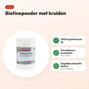 Dierendrogist biotine extra poeder 200 g – met kruiden voor hond – voordelen