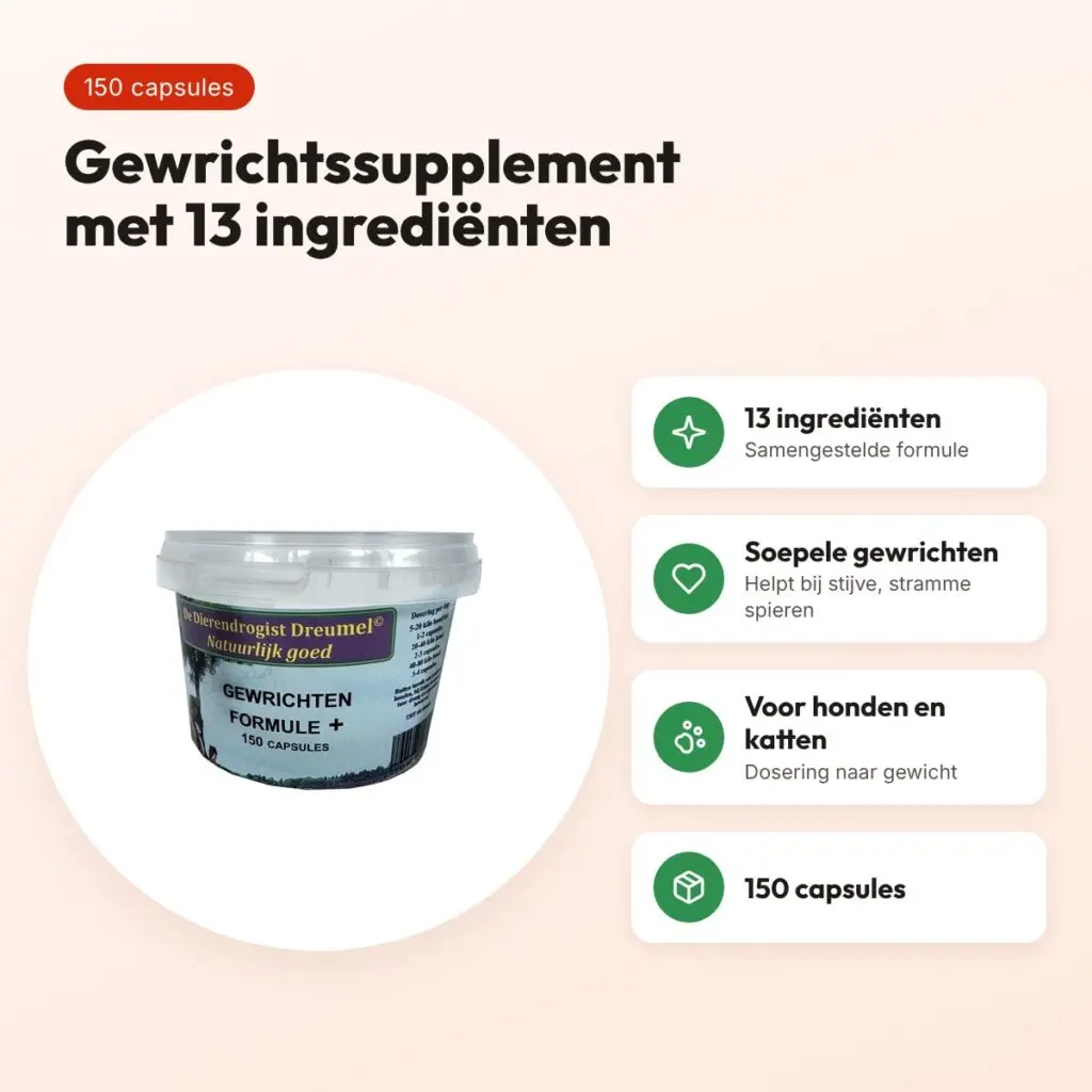 Dierendrogist Gewichtsformule+ capsules 150 stuks – gewrichten – voordelen