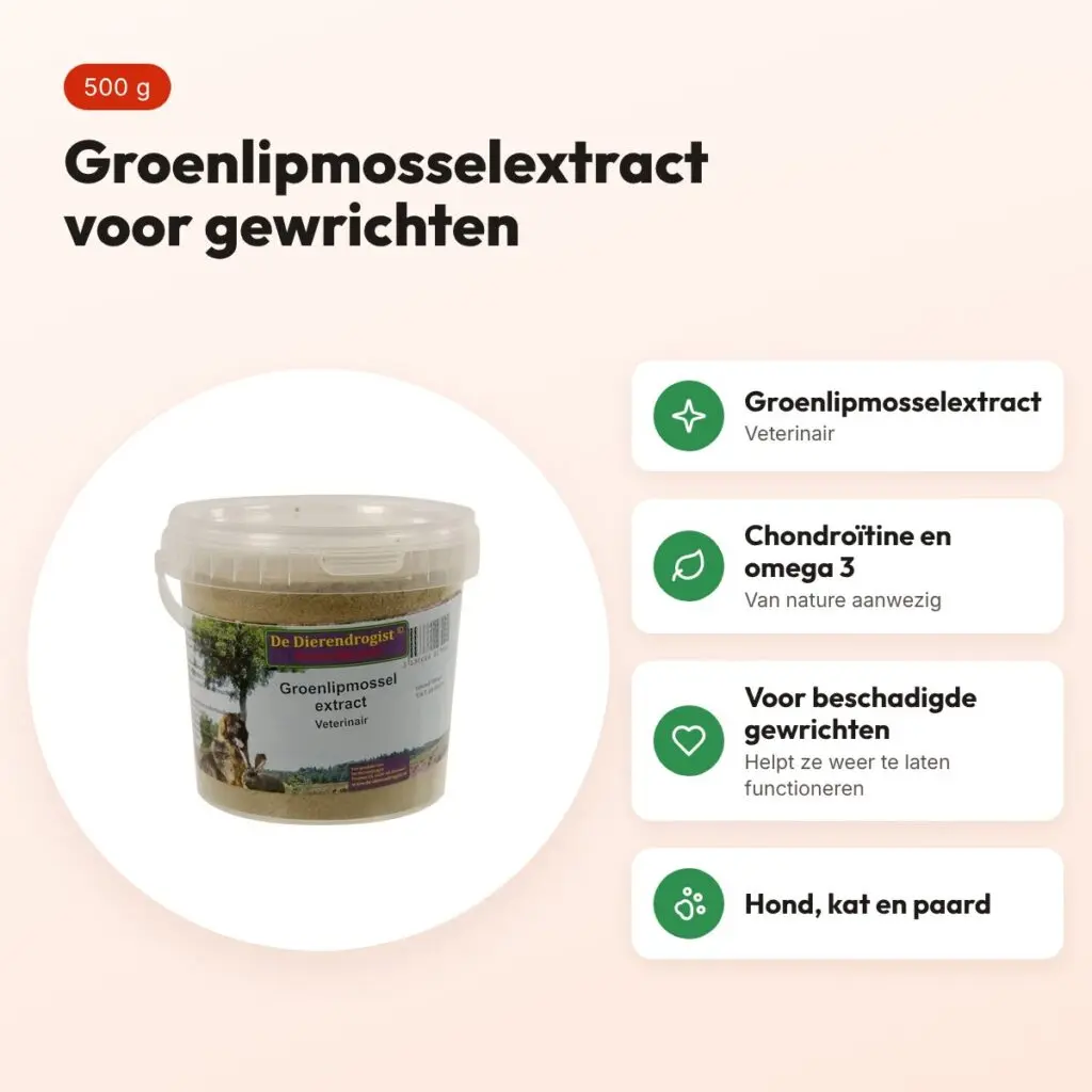 Dierendrogist groenlipmosselextract veterinair 500 g – gewrichten – voordelen
