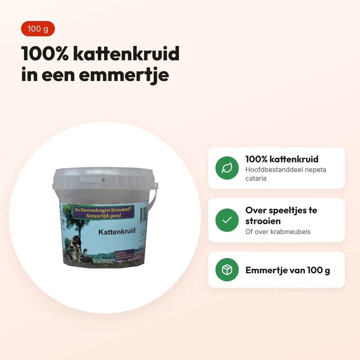 Dierendrogist kattenkruid 100 g – emmertje catnip – voordelen