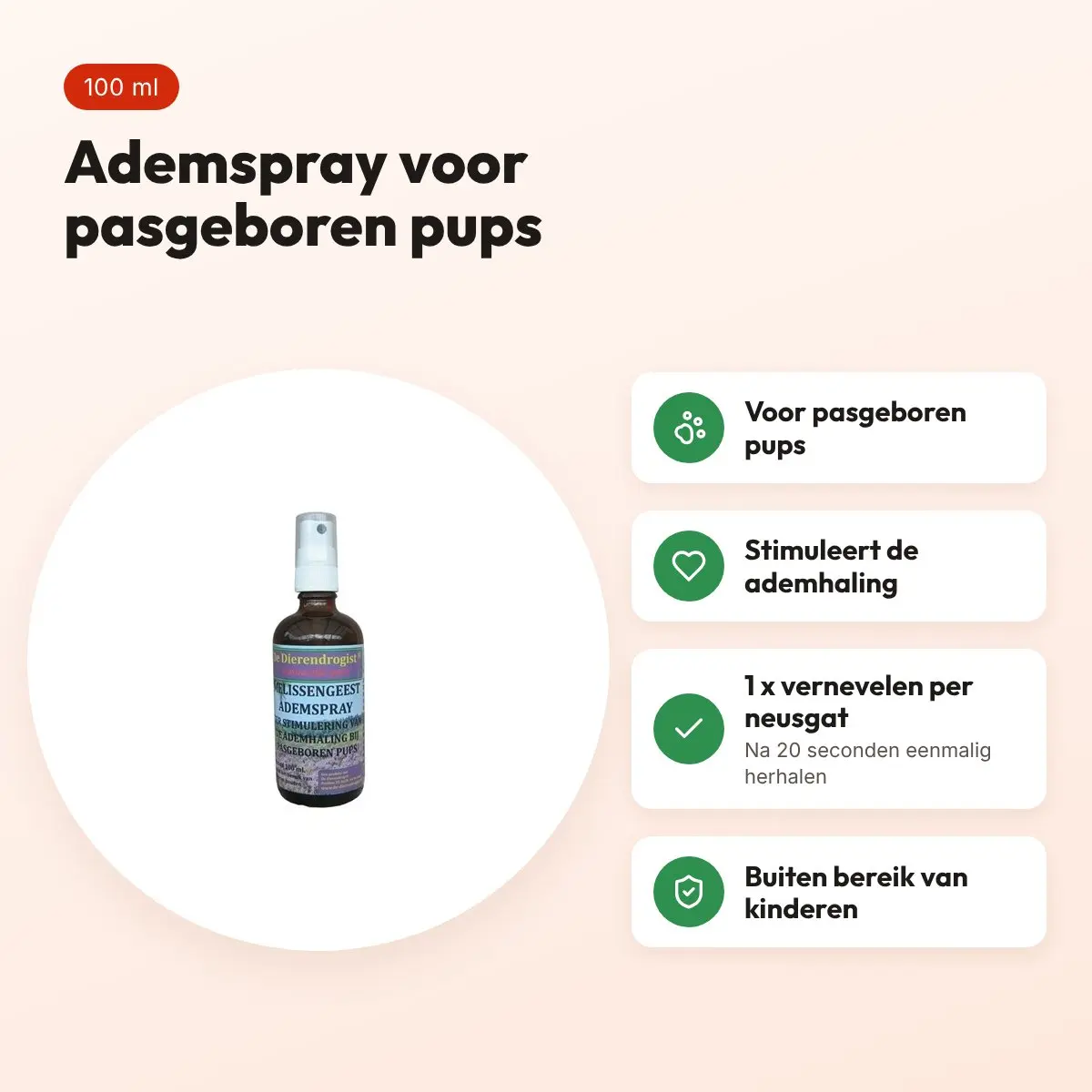 Dierendrogist melissengeest ademspray pup 100 ml – voordelen