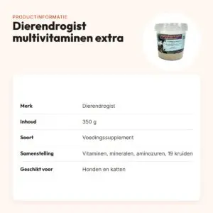 Dierendrogist multivitaminen en mineralen extra 350 g – hond, kat – productinformatie